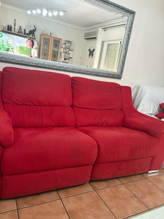 Conjunto 2 Sofás Automáticos Suede Rojo