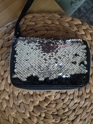 Cartera Mickey Mouse Lentejuelas Negra