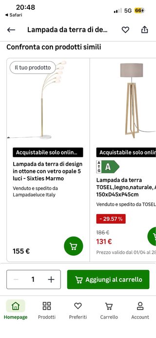 Lampada piantana design ad arco oro