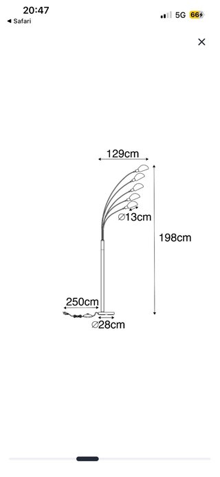 Lampada piantana design ad arco oro