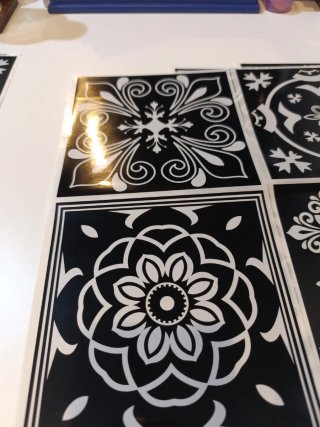16 Pegatinas Azulejo Negro y Blanco de 16 cm