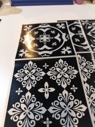 16 Pegatinas Azulejo Negro y Blanco de 16 cm