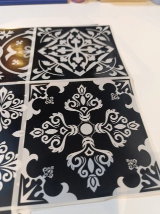 16 Pegatinas Azulejo Negro y Blanco de 16 cm