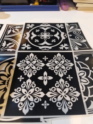 16 Pegatinas Azulejo Negro y Blanco de 16 cm