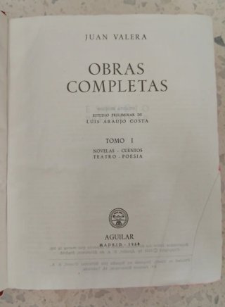 Valera. Obras completas. Tomo I. Aguilar 1958
