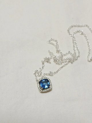 Collana punto luce quadrato blu s925 ale