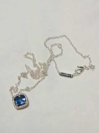Collana punto luce quadrato blu s925 ale