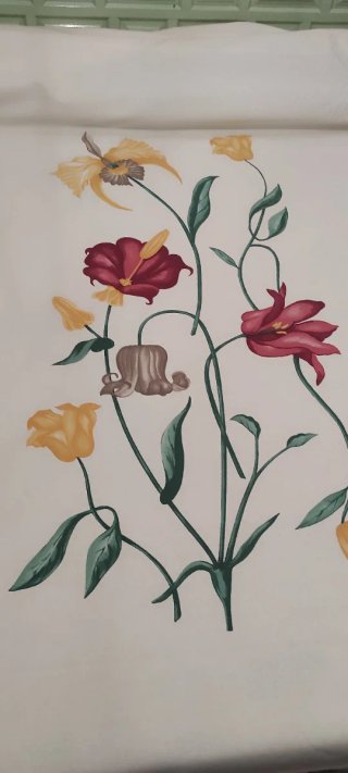 Tela con estampado floral gigante
