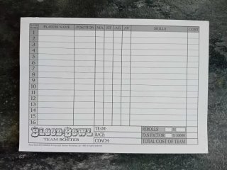 Hojas de roster de Blood Bowl 90s