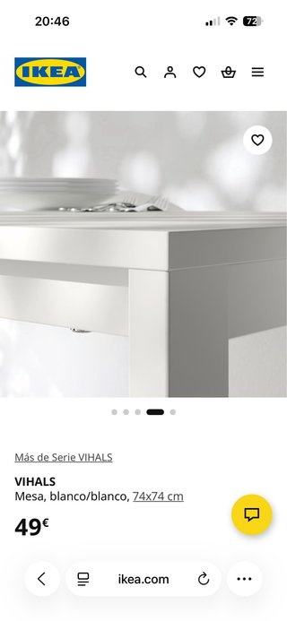 Mesa Ikea 74x74 Blanca