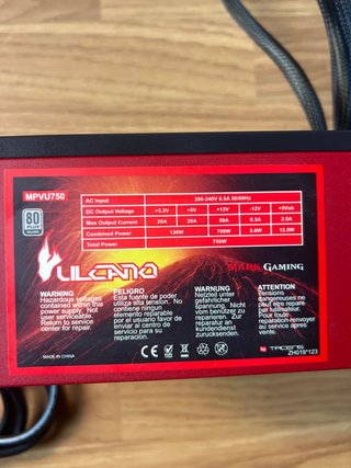 Fuente Alimentación Mars Gaming Vulcano 750W Roja