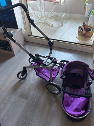 Carro de juguete tipo Bugaboo morado