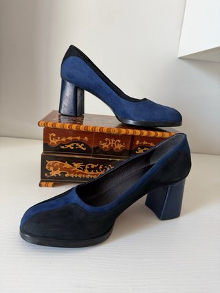 Camper Scarpe Tacco Blu/Nero Tg 38