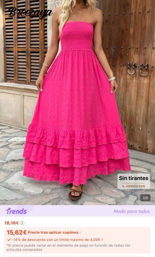 Vestido largo palabra de honor fucsia