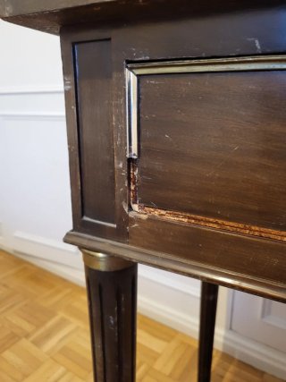 Mesa escritorio antigua cristal y madera