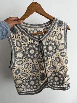 Chaleco jersey crochet sin mangas