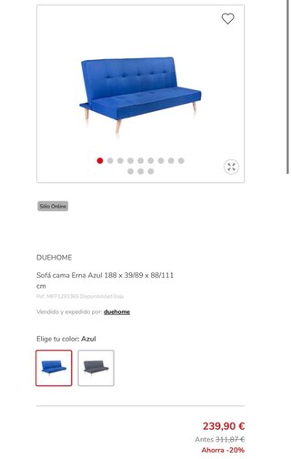 Sofá Cama DUEHOME Erna Azul
