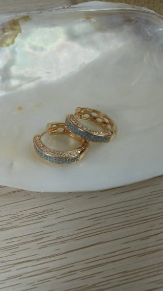 Pendientes Aro Oro y Turquesa