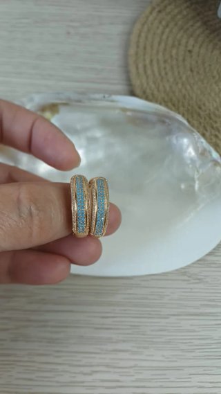 Pendientes Aro Oro y Turquesa