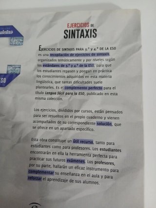 Ejercicios de sintaxis 3 y 4 ESO