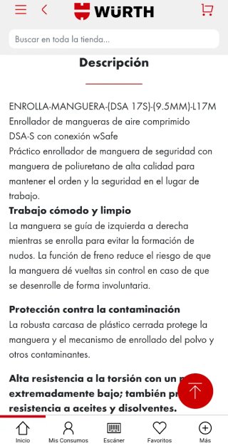 Enrollador Manguera Aire Comprimido Wurth