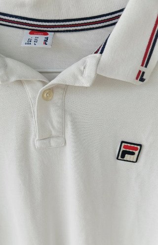 Polo uomo Fila tennis, tg XL, bianca, vintage