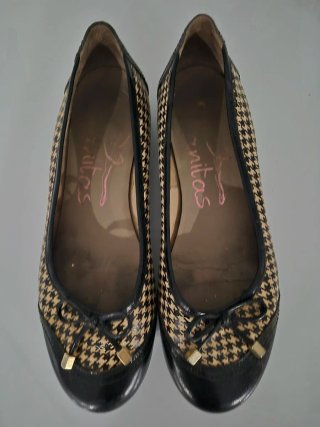 Manoletinas Mujer Talla 39 Beige y Negro