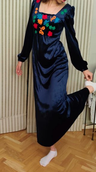Vestido fiesta terciopelo seda azul