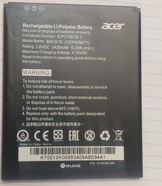Batería Li-Polymer Acer ICP375870L1 BAT-E10