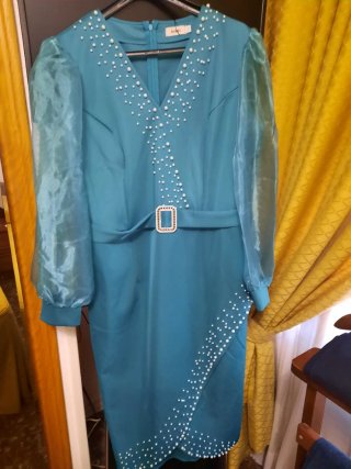 Vestido fiesta ADRI perlas y pedrería