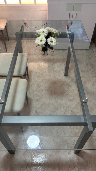 Mesa Comedor Cristal y Metal