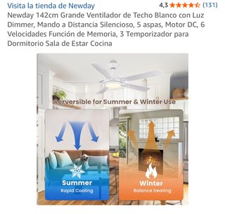 Ventilador techo grande XL 142 cm