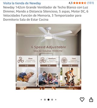 Ventilador techo grande XL 142 cm