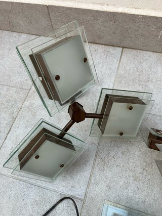 Juego de lámparas cristal y metal