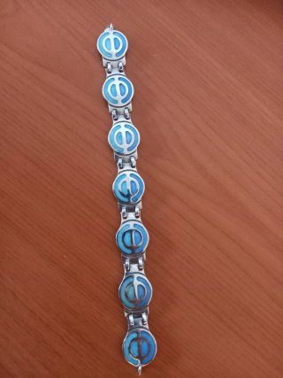 Pulsera Plata Esmaltada Artesanía Azul