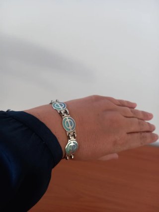 Pulsera Plata Esmaltada Artesanía Azul
