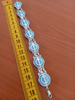 Pulsera Plata Esmaltada Artesanía Azul