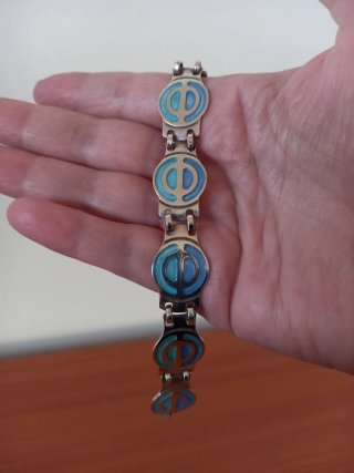 Pulsera Plata Esmaltada Artesanía Azul