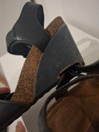 Sandalias Clarks Talla 38 Cuña Negra Marrón Hebill