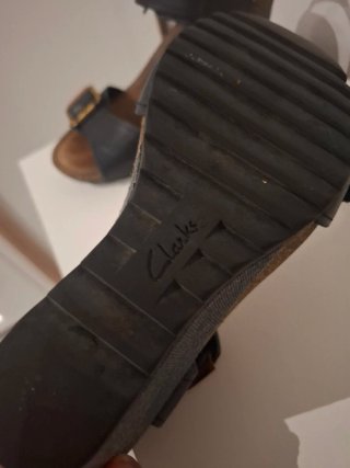 Sandalias Clarks Talla 38 Cuña Negra Marrón Hebill