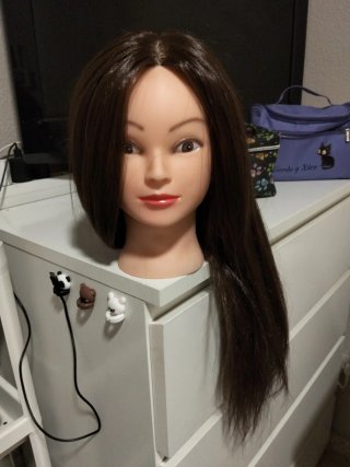 Cabeza Maniquí Peluquería Marrón