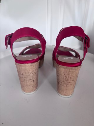 Sandalias Gadea Satinadas Tacón Plataforma Rosa