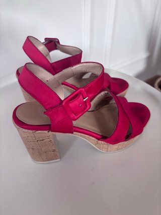 Sandalias Gadea Satinadas Tacón Plataforma Rosa