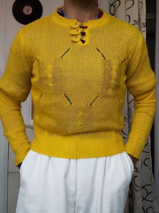 Maglione Monnalisa Vintage Giallo cardigan large