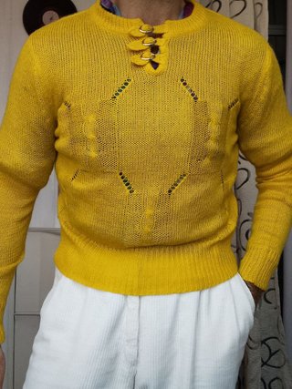 Maglione Monnalisa Vintage Giallo cardigan large