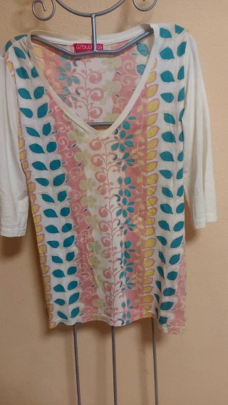 Camiseta estampada manga francesa
