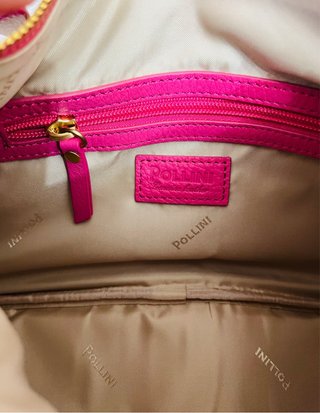 Borsa Pollini Pelle Rosa con Tracolla Logo