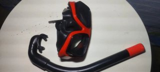 Gafas buceo + snorkel Beuchat rojo negro Made in I
