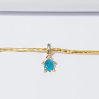 Pandora Charm Tortuga Azul y Dorado