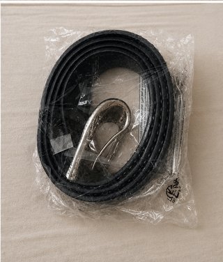 Cinturón Vintage Negro Hebilla Plateada 120cm
